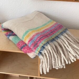 Free People Colorful Striped Throw Blanket